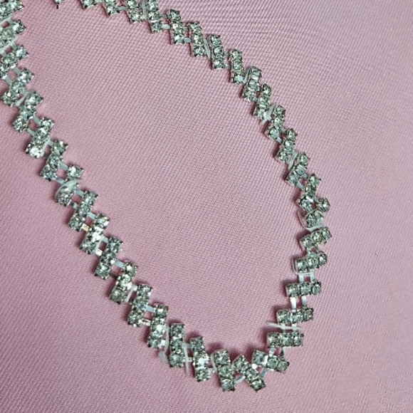 NWOT Pink Baby Pink  Dress with Embellished Sworowski Cristals Neckline - Picture 4 of 8